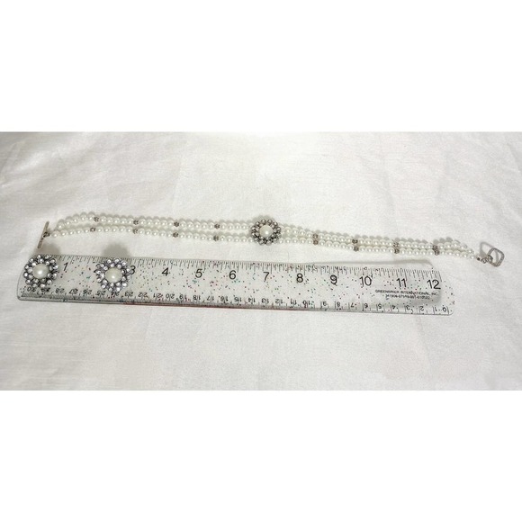 ART Deco vintage inspired Earrings and Necklace Set crystals pearls - Picture 5 of 5